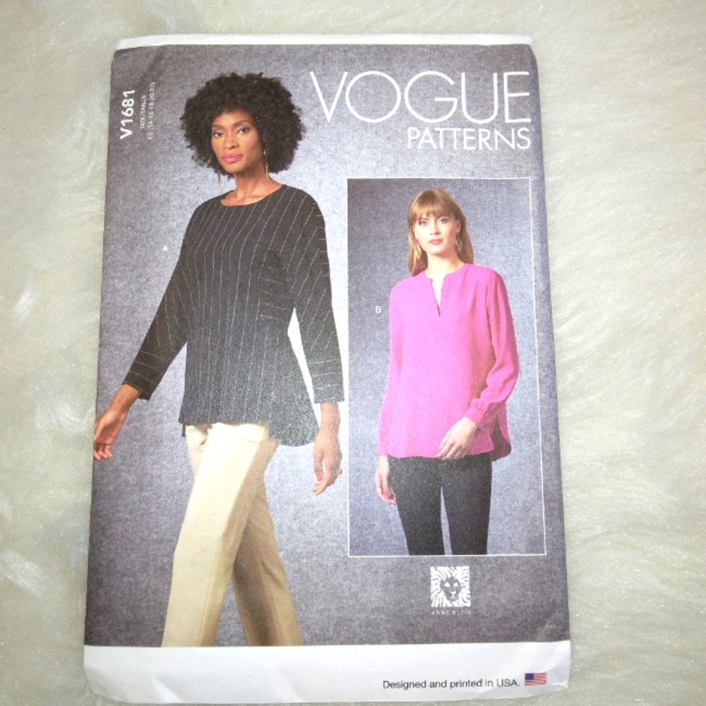 VOGUE V1681 Sz 16-22 Misses loose fitting tops in 2 styles